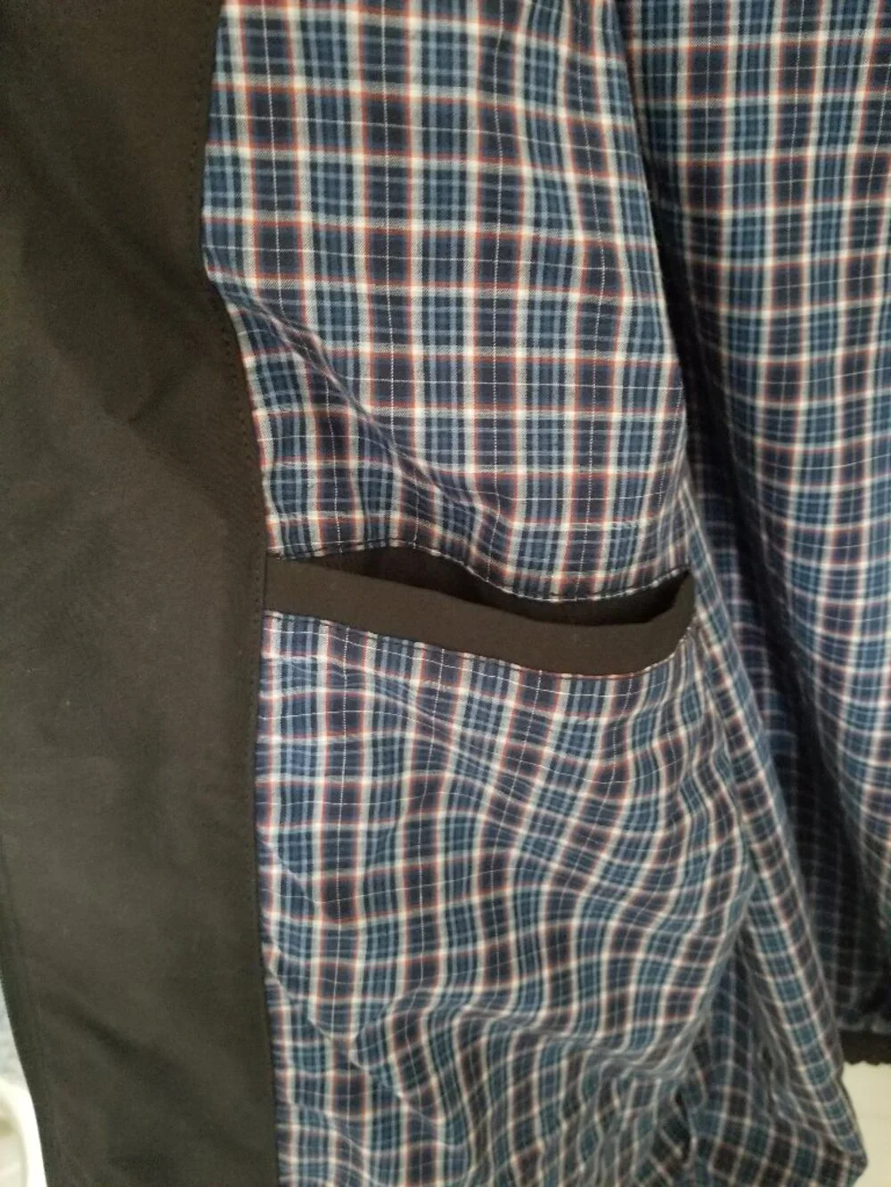Chaps Black Men's Jacket with Blue Plaid Lining